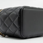 CHANEL TOP HANDLE LONG VANITY CASE LAMBSKIN BLACK GHW