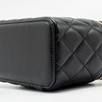 CHANEL TOP HANDLE LONG VANITY CASE LAMBSKIN BLACK GHW