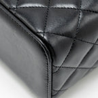 CHANEL TOP HANDLE LONG VANITY CASE LAMBSKIN BLACK GHW
