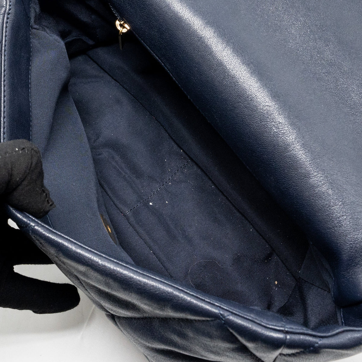 CHANEL LARGE 19 BAG 30CM LAMBSKIN NAVY MULTICOLOUR HARDWARE