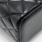 CHANEL TOP HANDLE LONG VANITY CASE LAMBSKIN BLACK GHW