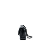 CHANEL MEDIUM CLASSIC DOUBLE FLAP BAG LAMBSKIN SO BLACK WITH BLACK HARDWARE (MICROCHIP)