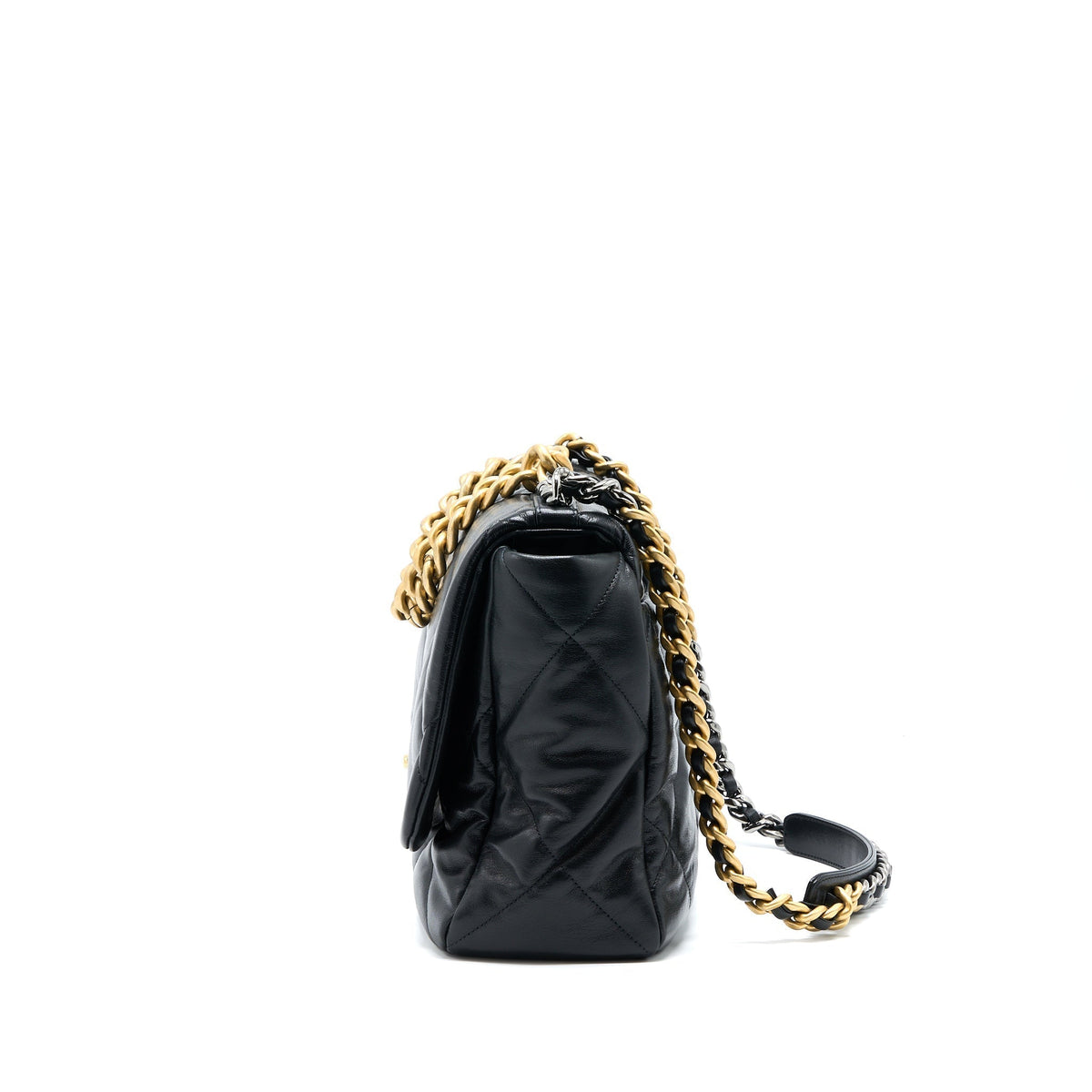 CHANEL MAXI 19 BAG GOATSKIN BLACK MULTICOLOUR HARDWARE