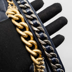 CHANEL LARGE 19 BAG 30CM LAMBSKIN NAVY MULTICOLOUR HARDWARE
