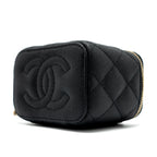 CHANEL MINI VANITY WITH CHAIN CAVIAR BLACK LGHW (MICROCHIP)