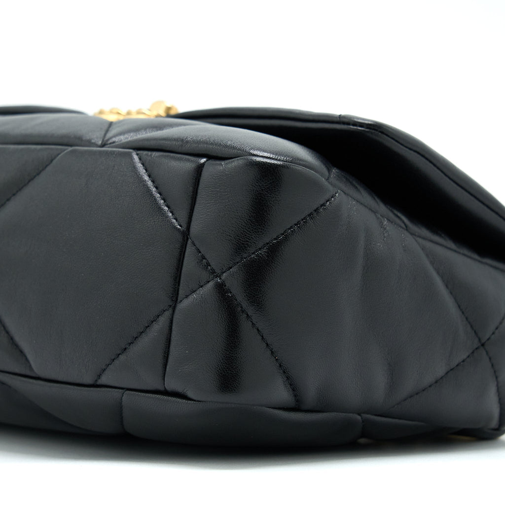 CHANEL SMALL 19 BAG LAMBSKIN BLACK MULTICOLOUR HARDWARE (MICROCHIP)