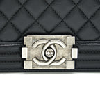 CHANEL MEDIUM BOY CHANEL BAG CAVIAR BLACK RUTHENIUM HARDWARE