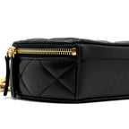 CHANEL ROUND VANITY WITH ROUND HANDLE CROSSBODY BAG LAMBSKIN BLACK GHW (MICROCHIP)