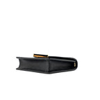 PRADA CARD HOLDER WITH SHOULDER STRAP SAFFIANO LEATHER BLACK GHW
