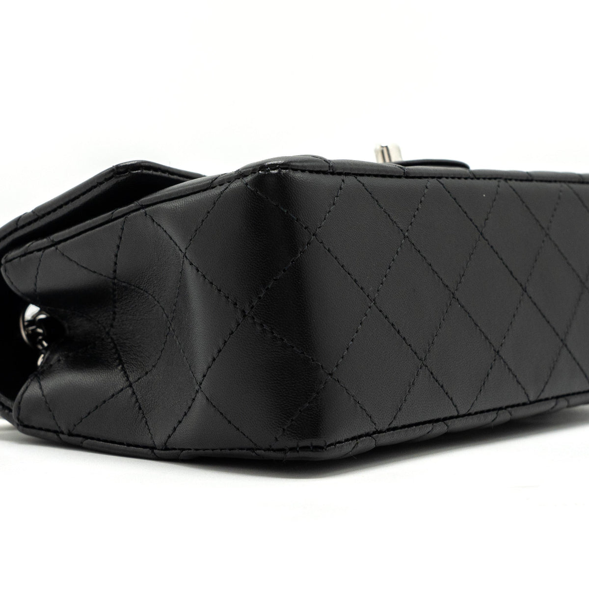CHANEL MINI RECTANGULAR FLAP BAG LAMBSKIN BLACK WITH SHW (MICROCHIP)