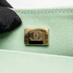 Chanel square flap bag candy heart quilted lambskin light green LGHW (microchip)