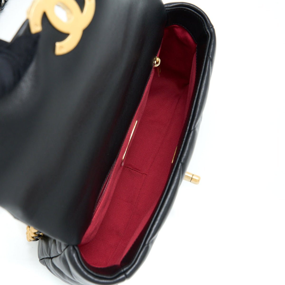 CHANEL SMALL 19 BAG LAMBSKIN BLACK MULTICOLOUR HARDWARE (MICROCHIP)