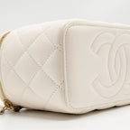 Chanel 22K Long Vanity with Coco Love Detailed Chain Lambskin White GHW（Microchip)