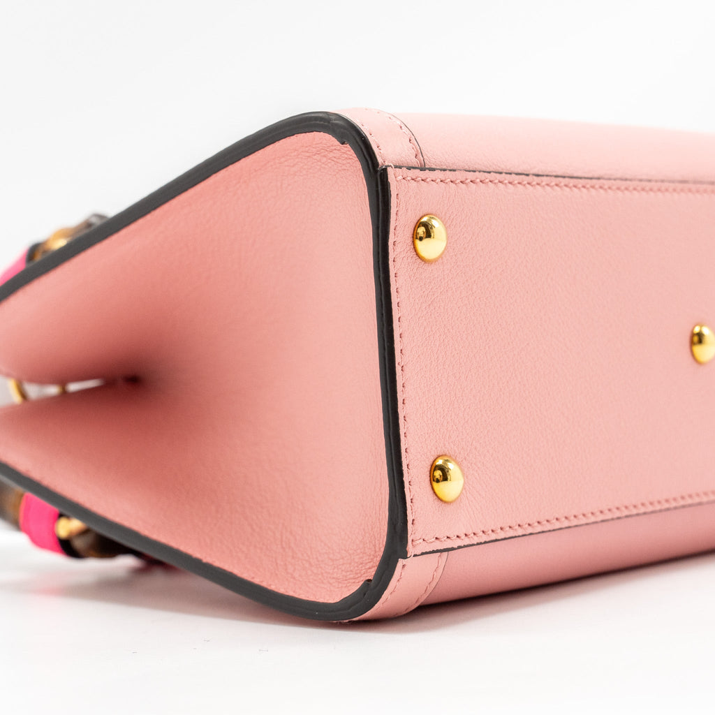 GUCCI MINI DIANA BAMBOO TOTE BAG LEATHER PINK GHW