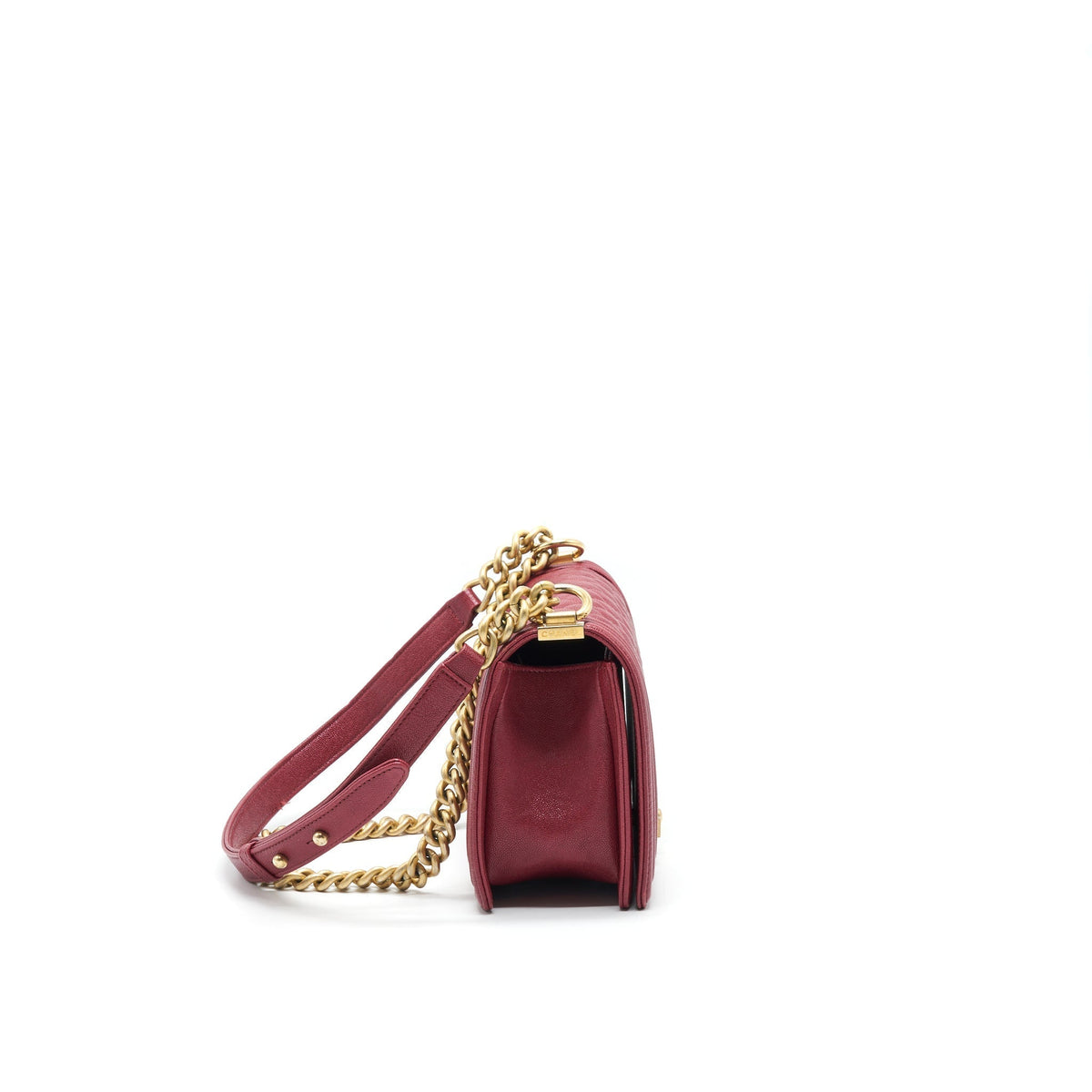 CHANEL MEDIUM BOY BAG CAVIAR RASPBERRY RED BRUSHED GHW