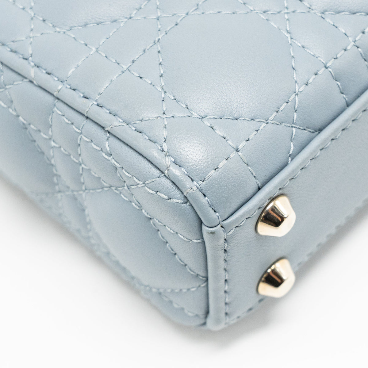 DIOR MICRO LADY DIOR CANNAGE LAMBSKIN GREY LGHW