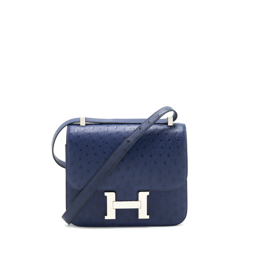 Hermes Constance 24 Ostrich Bleu Iris SHW