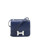 Hermes Constance 24 Ostrich Bleu Iris SHW