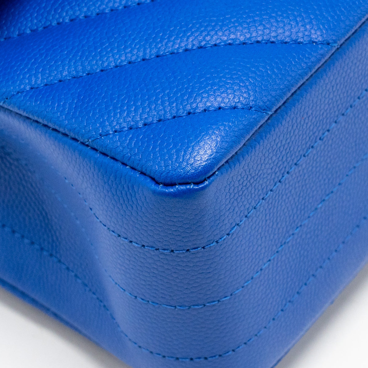 Chanel small classic double flap bag chevron caviar blue GHW