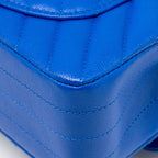 Chanel small classic double flap bag chevron caviar blue GHW