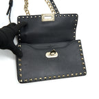 VALENTINO SMALL ROCKSTUD CROSSBODY BAG WITH CHAIN IN BLACK