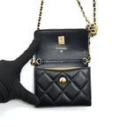 CHANEL PEARL CRUSH CLUTCH WITH CHAIN LAMBSKIN BLACK GHW