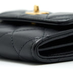 CHANEL PEARL CRUSH CLUTCH WITH CHAIN LAMBSKIN BLACK GHW