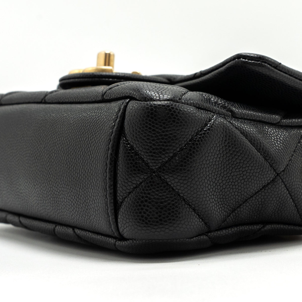 CHANEL MINI TWIST YOUR BUTTON SQUARE FLAP BAG CAVIAR BLACK GHW