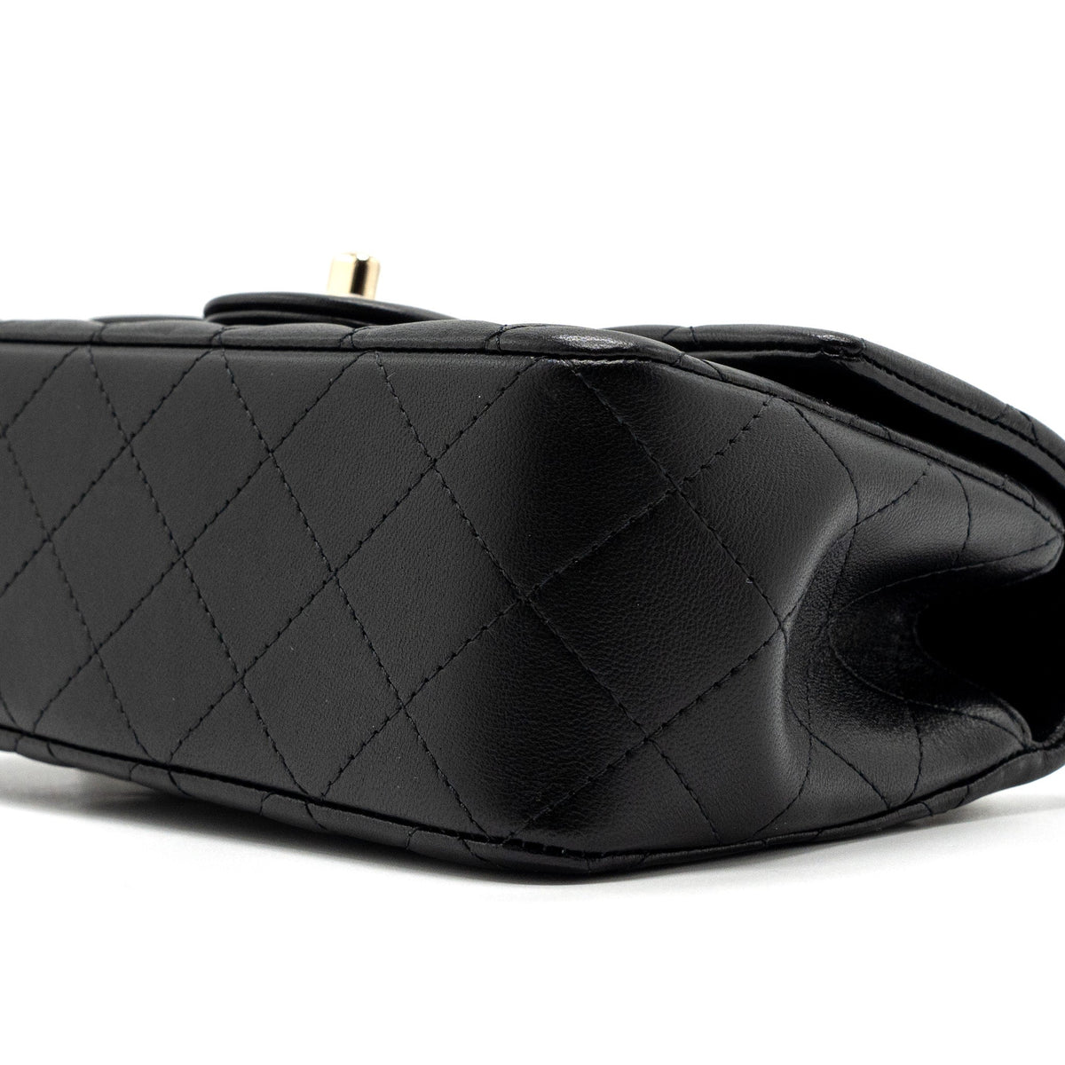 CHANEL 23K LEATHER CHAIN TOP HANDLE MINI RECTANGULAR FLAP BAG LAMBSKIN BLACK LGHW (MICROCHIP)
