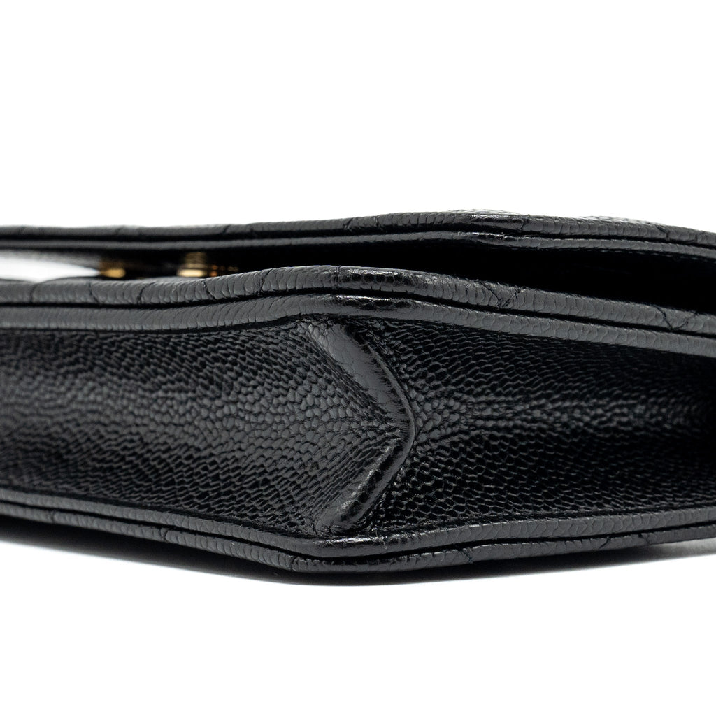 CHANEL CLASSIC WALLET ON CHAIN CAVIAR BLACK GHW (MICROCHIP)