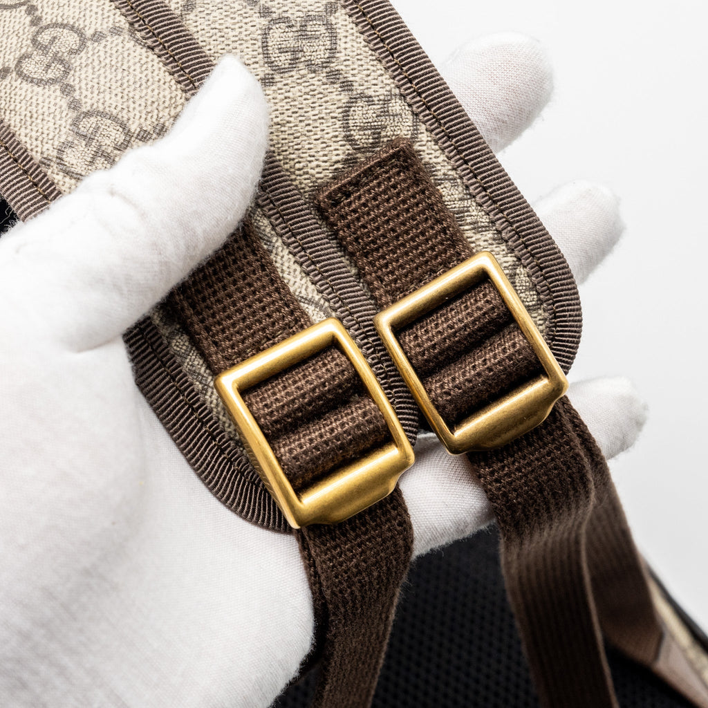 GUCCI OPHIDIA GG SMALL BACKPACK GG SUPREME CANVAS BROWN GHW