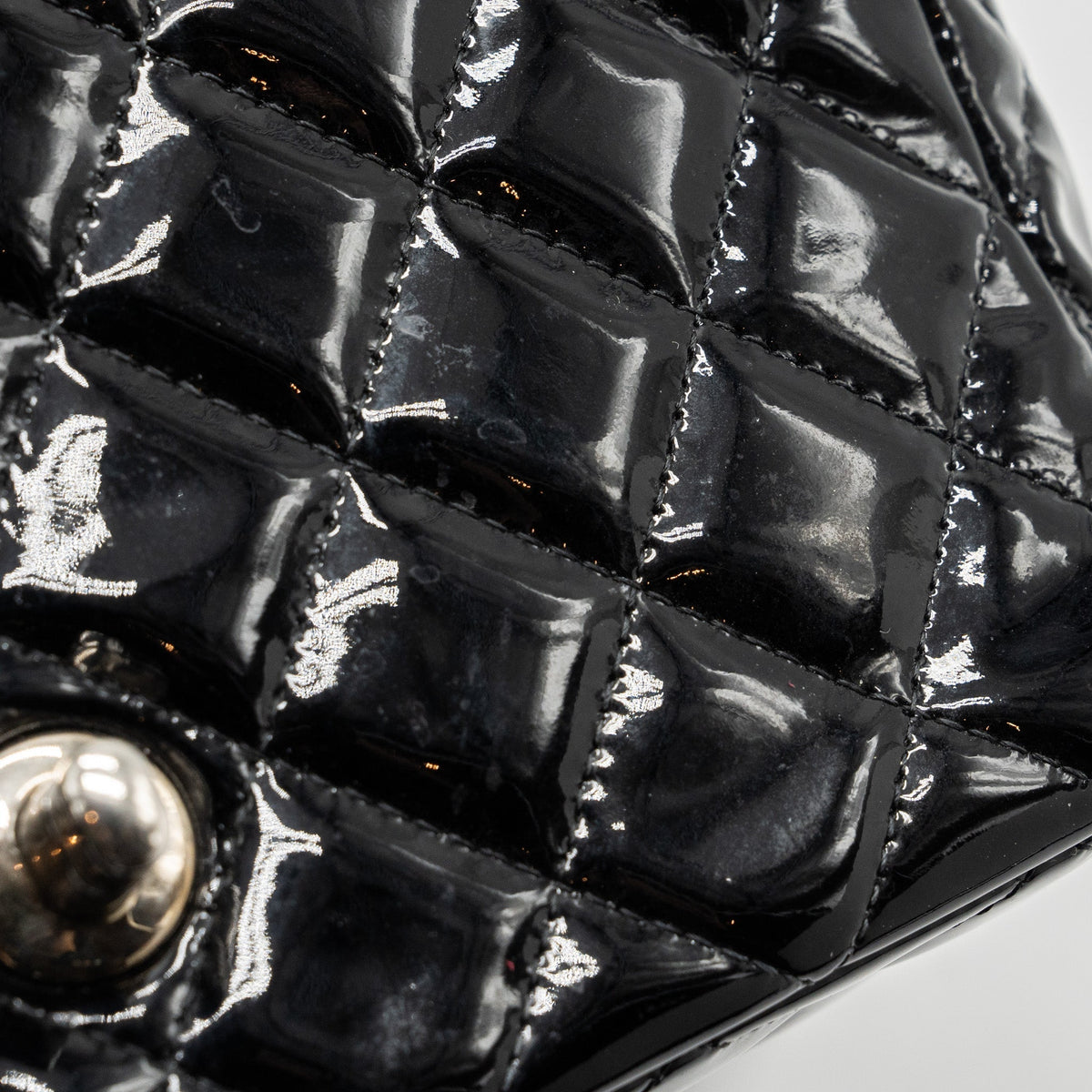 CHANEL MINI RECTANGULAR FLAP BAG PATENT BLACK SHW