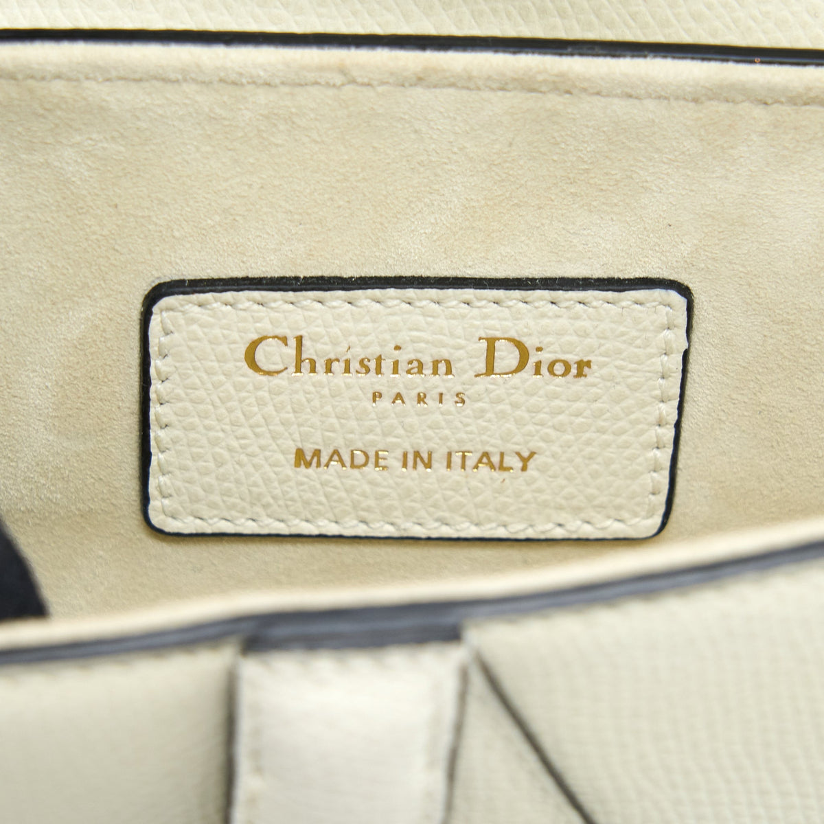 DIOR MINI SADDLE BAG GRAINED CALFSKIN WHITE GHW