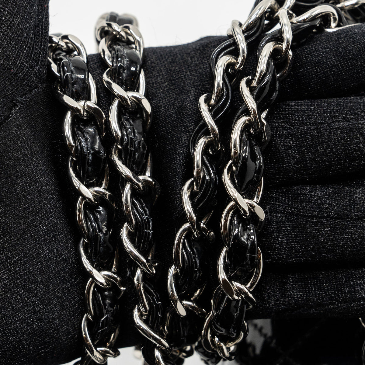 CHANEL MINI RECTANGULAR FLAP BAG PATENT BLACK SHW