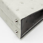Hermes Mini Kelly II Special Order Ostrich Gris Perle / Graphite SHW
