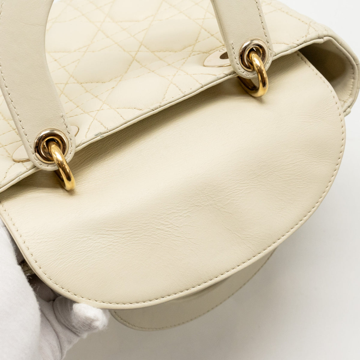DIOR SMALL LADY DIOR LAMBSKIN WHITE LGHW