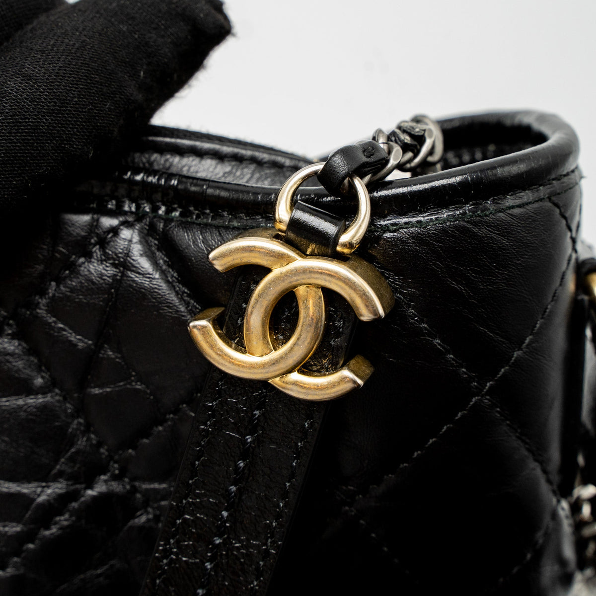 CHANEL LARGE GABRIELLE HOBO BAG AGED CALFSKIN BLACK MULTICOLOUR HARDWARE