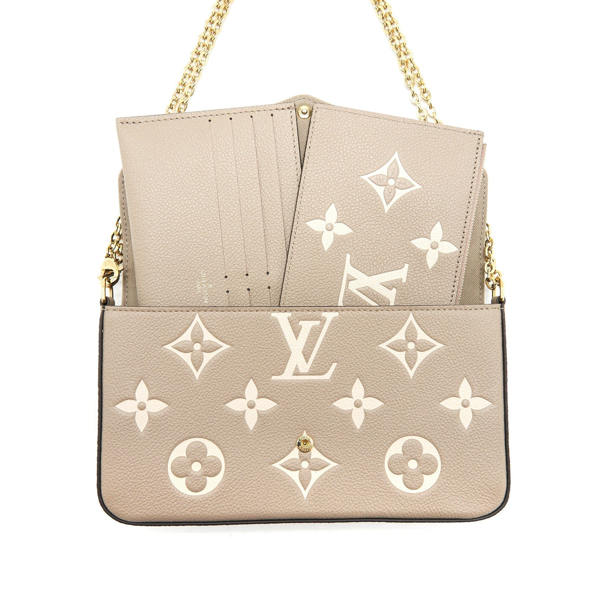 LOUIS VUITTON FELICIE POCHETTE TOURTERELLE/CREME GHW