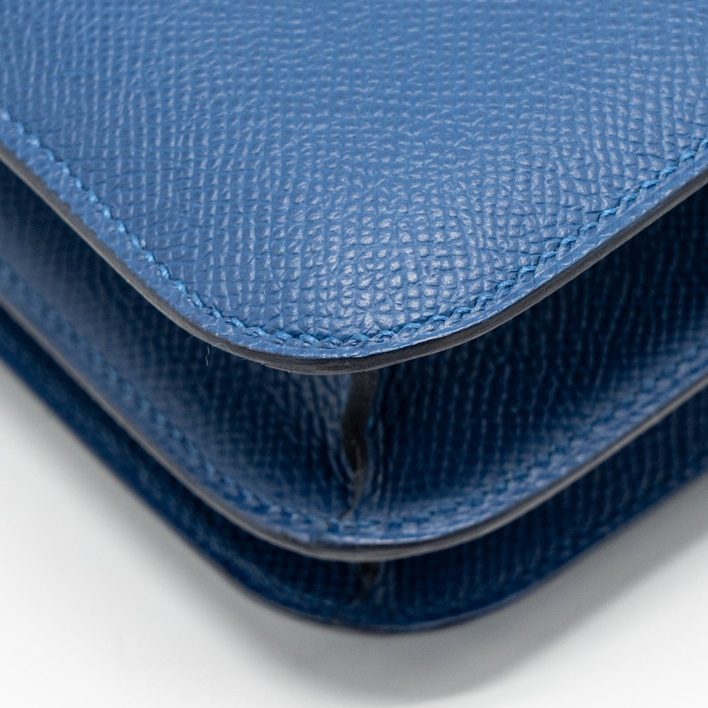 Hermes Mini Constance Epsom P5 Bleu Tie SHW