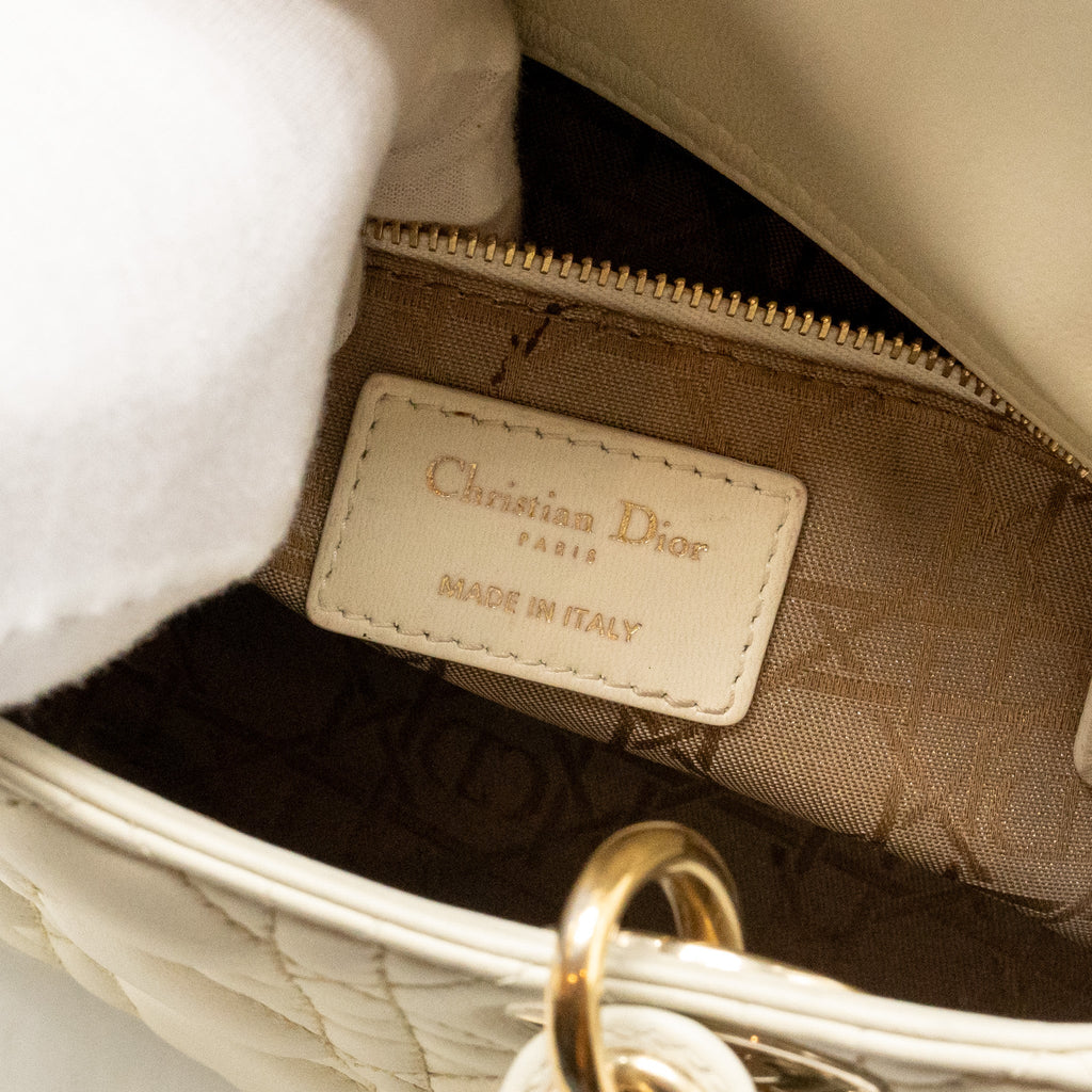 DIOR SMALL LADY DIOR LAMBSKIN WHITE LGHW