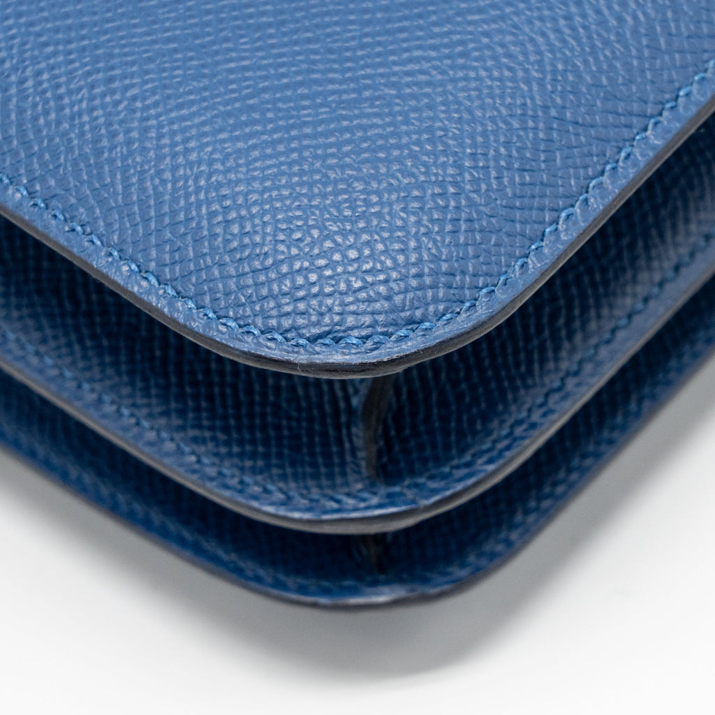Hermes Mini Constance Epsom P5 Bleu Tie SHW