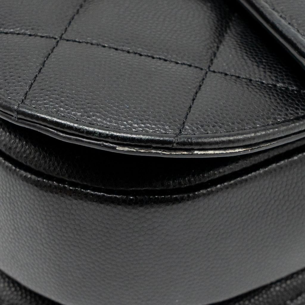 Chanel 22B Round Messenger Bag Grained Calfskin Black GHW (Microchip)