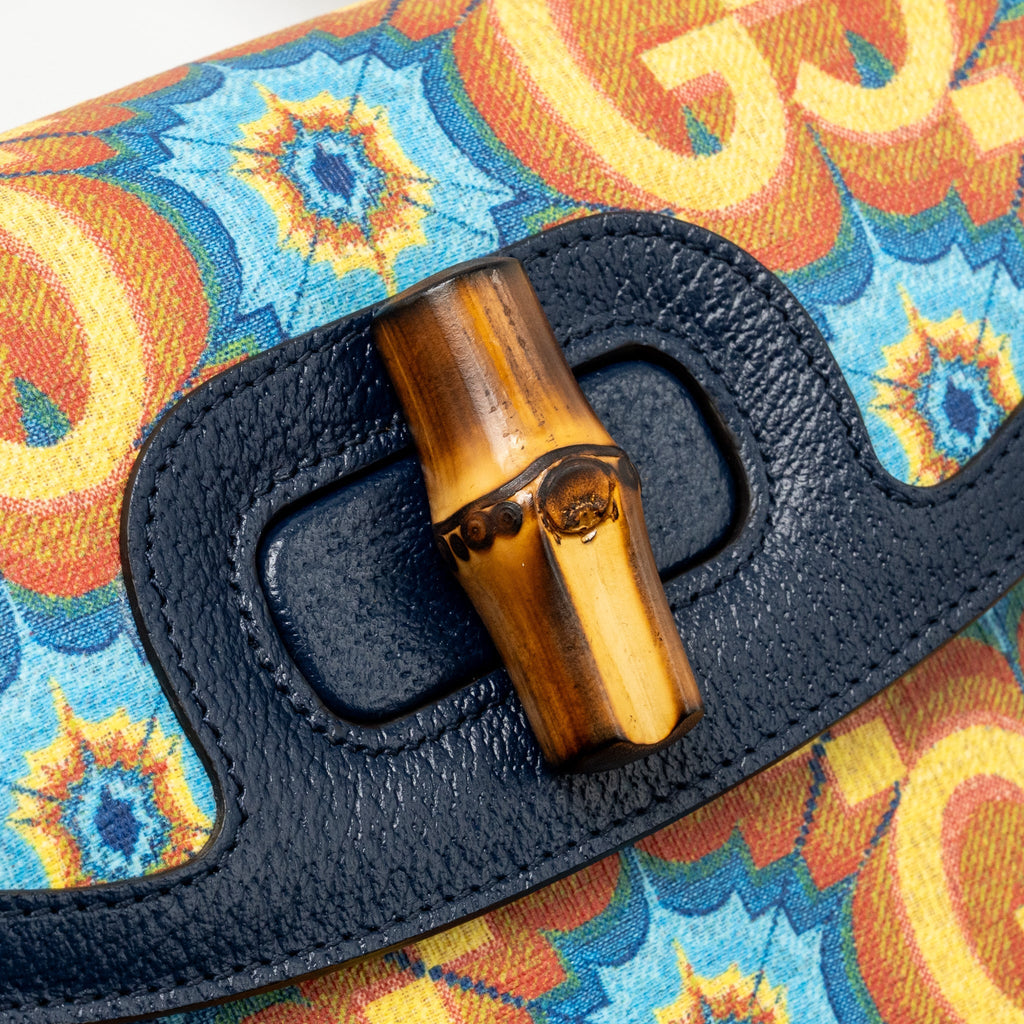 Gucci Medium Bamboo 1947 Top Handle Bag 100th Anniversary Kaleidoscope Canvas/Leather Blue/Multicolour GHW