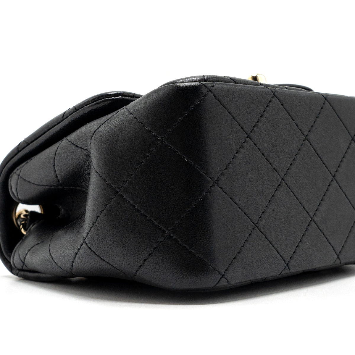CHANEL CLASSIC MINI SQUARE FLAP BAG LAMBSKIN BLACK LGHW