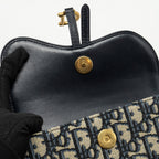 DIOR SADDLE BELT POUCH DIOR OBLIQUE CANVAS BLUE GHW