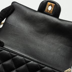 CHANEL TOP HANDLE MINI RECTANGULAR FLAP BAG LAMBSKIN BLACK LGHW (MICROCHIP)