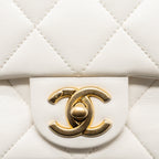CHANEL 22S GIANT CHAIN FLAP SHOULDER BAG LAMBSKIN WHITE BRUSHED GHW (MICROCHIP)