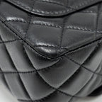 CHANEL DETAILED TOP HANDLE FLAP BAG LAMBSKIN BLACK GHW (MICROCHIP)