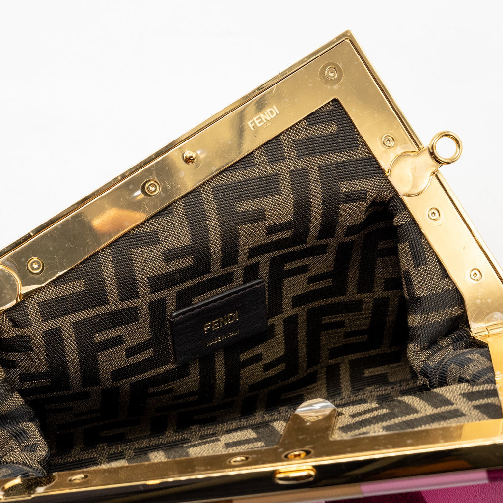 Fendi First Small Bag Striped Inlay Nappa/Suede Leather Multicolour GHW