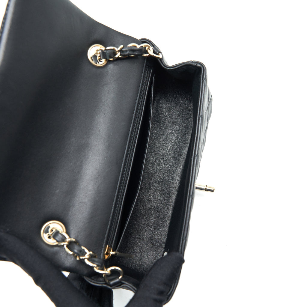 CHANEL MINI RECTANGULAR FLAP BAG LAMBSKIN BLACK LGHW